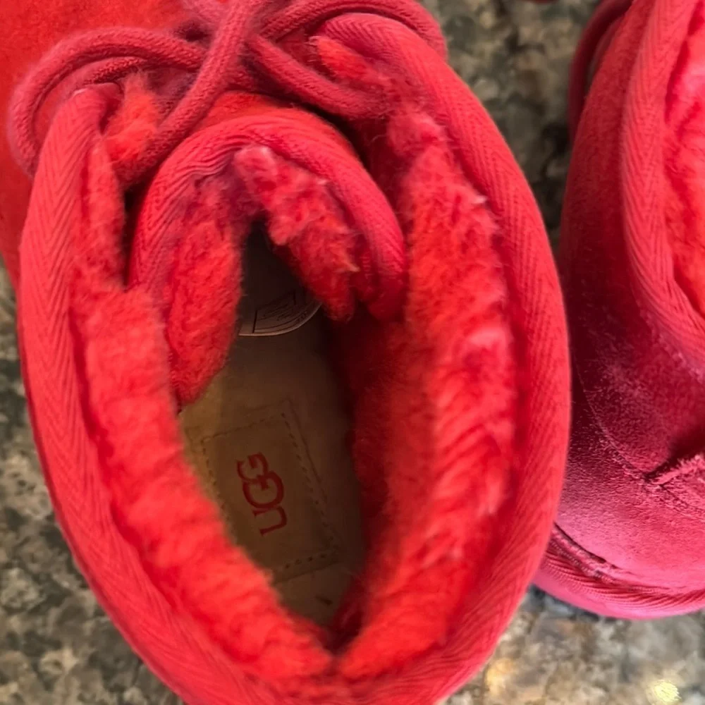 UGG Red Suede lace Booties 5 EUC